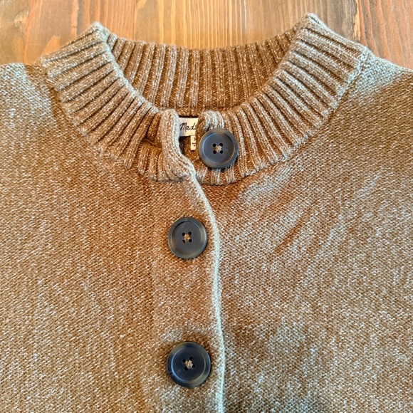 Madewell Broadway cotton knit button-front cardigan sweater olive green/brown - Picture 6 of 8